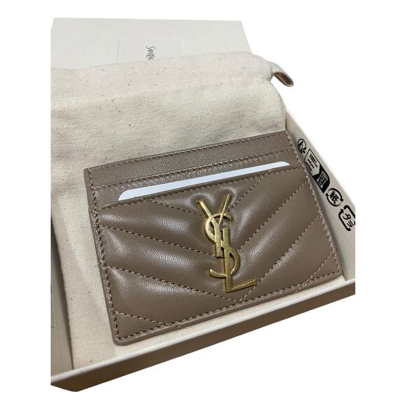 Saint Laurent YSL Cassandre Matelassé Lambskin Card Holder Case Dusty Grey - Picture 3 of 6